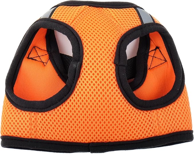 THE WORTHY DOG Step-in Dog Harness for Small Dogs, Comfortable Mesh, Reflective, Strong Hook and Loop Closure, Quick Release Buckle, Orange, Small