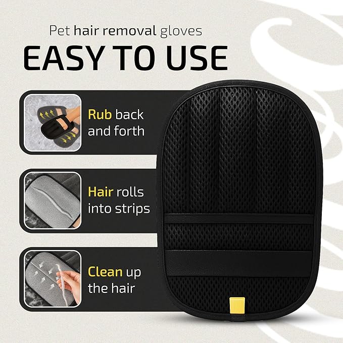 Elmrock 2 Pcs Pet Hair Removal Glove for Dogs & Cats – Newly Upgraded Reusable Five Finger Electrostatic Grooming Glove, Magic Brush Pet Hair Remover Tool for Carpet, Car Seat & Clothes