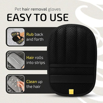 Elmrock 2 Pcs Pet Hair Removal Glove for Dogs & Cats – Newly Upgraded Reusable Five Finger Electrostatic Grooming Glove, Magic Brush Pet Hair Remover Tool for Carpet, Car Seat & Clothes