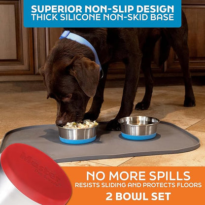 Master Pet Supply Stainless Steel Dog Bowls Set of 2 with Extra Thick Silicone Base - 2 Cup (16 oz) Crimson Red, Non-Slip, Dishwasher Safe Metal Bowls, Pet Dog Food Bowl for Dogs, Cats, Anti Rust