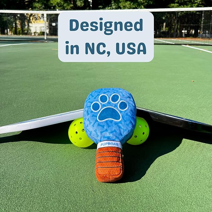 PUPROAR Pickleball Dog Toy – Valentines Day& Birthday Dog Toy Present & Pickleball Gift, Plush Pickle Ball Paddle with Interactive Squeaker & Crinkle, Funny Puppy Gift