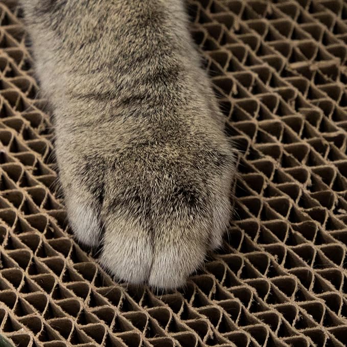 Kitty City Cat Scratcher– 2-Pack Durable Corrugated Cardboard Scratch Pads with Catnip – Double-Sided for Longer Use, Cat Claw Maintenance & Furniture Protection - Size: 10" x 18" - Cat Print