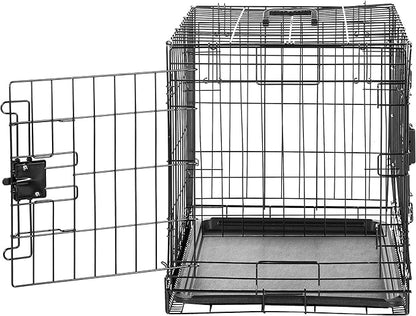 Amazon Basics - Durable,Foldable Metal Wire Dog Crate with Tray, Double Door, Divider, 24 x 18 x 20 in, Black