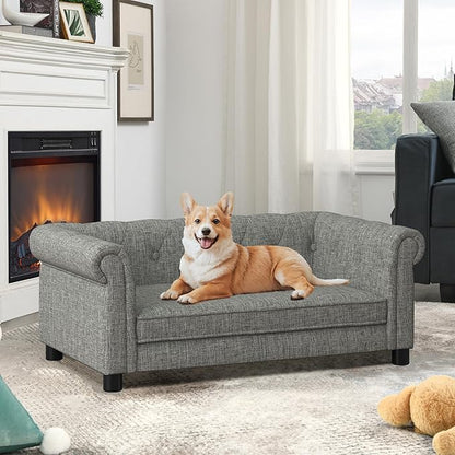 KEIKI Dog Bed for Medium and Large Dogs, Elevated Pet Sofa Bed, Durable Elevated Couch Bed with Legs, 39" Pet Bed for Dogs, Gray
