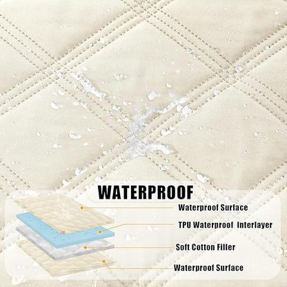 Smiry Waterproof Dog Bed Cover Blanket 40x70, Soft Reversible Pet Blanket, Washable Leakproof Cats Dogs Couch Cover for Sofa, Couch, Furniture, Lattice, Beige/Beige