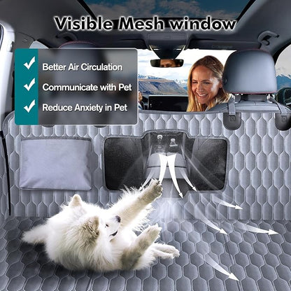 Chumajor Back Seat Extender for Dogs-Supports 400lb,Waterproof Dog Car Seat Cover Hard Bottom-Detachable,600D Heavy Duty Scratch Proof Nonslip Soft,Dog Hammock for Car,SUVs-Grey