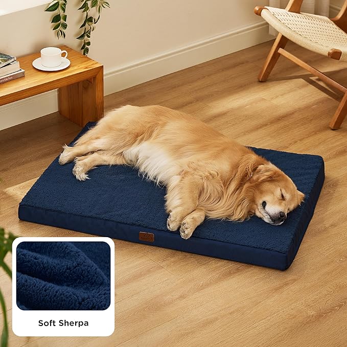 Bedsure XL Dog Beds Large Sized Dog -Comfy Flat Extra Large Pet Beds with Removable Washable Cover, Orthopedic Egg Crate Foam Mat, Suitable for Pet Up to 100 lbs