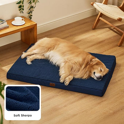 Bedsure XL Dog Beds Large Sized Dog -Comfy Flat Extra Large Pet Beds with Removable Washable Cover, Orthopedic Egg Crate Foam Mat, Suitable for Pet Up to 100 lbs