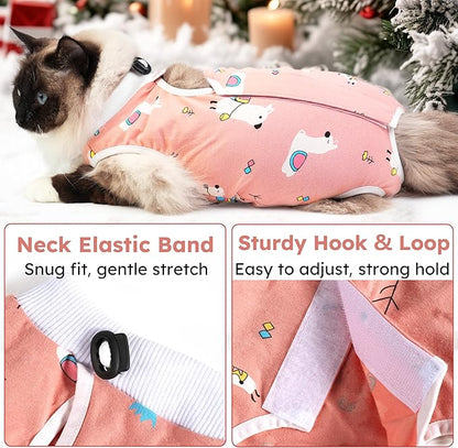Hpetppy Cat Recovery Suit for Spay Abdominal Wounds, Breathable Cat Onesie for Cats After Surgery Female, Kitten Surgical Recovery Suit Female Cone of Shame Alternative for Cats Anti Licking