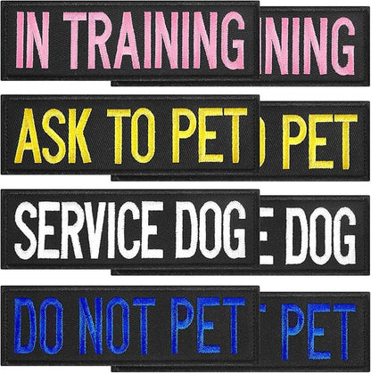 8 Pieces Service Dog Patches Colorful Dog Vest Harnesses Patches Do Not Pet Vest Patches Ask to Pet for Animal Tactical Harnesses Collars Leashes