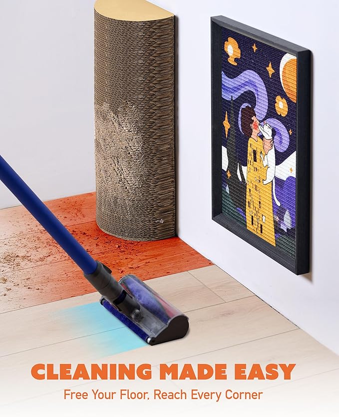 Decorative Wall Art Cat Scratcher for Vertical Scratching, 14"x20" Framed Sisal Scratch Pad Mat with Renter-Friendly No-Drill Wall Mounted Setup, Durable Alternative to Cardboard (Girl with Purr)