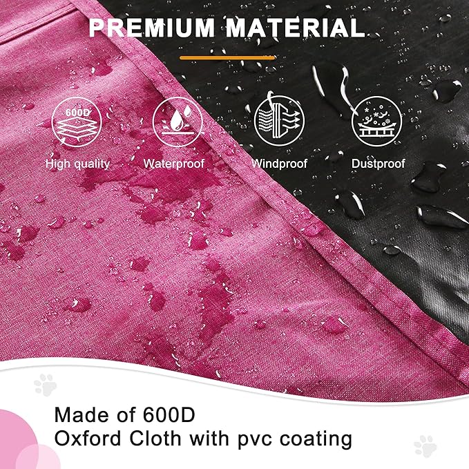 HiCaptain Breathable Dog Crate Cover 36 Inch, Durable Heavy Duty Kennel Cover, Dual Zippered Panels, Windproof Waterproof UV-Resistant(Pink)