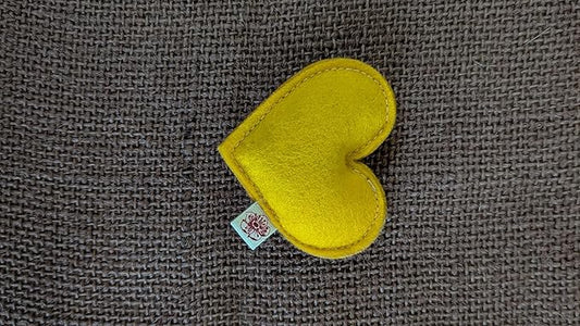 Catnip Toy – Heart Shape, Organic Catnip, 100% Wool Felt, Grown & Made in The USA - Yellow