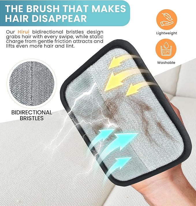 Pet Hair Removal Glove for Cats & Dogs, Electrostatic Fur & Lint Remover for Clothes, Couches, Carpets & Car Seats, Reusable Fur Removal Tool, Upgraded Non‑Slip Pet Hair Remover, 1-Pack
