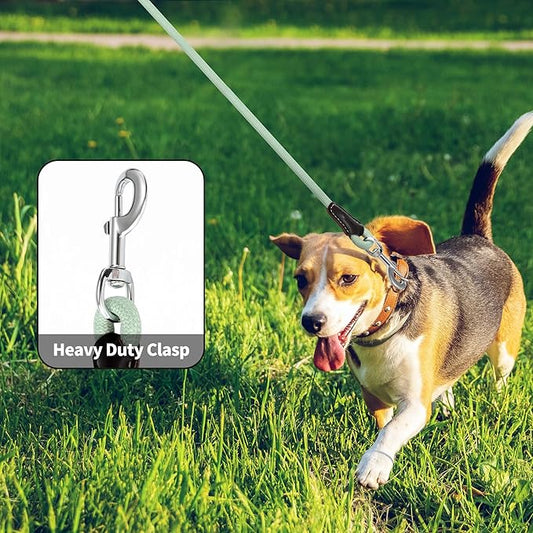 Mile High Life Genuine Leather Wrapped Handle Dog Leash, w Heavy Duty Clasp Rope Leash for Small Medium Large Dogs (Green, 4FT)