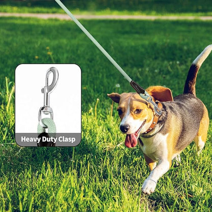 Mile High Life Genuine Leather Wrapped Handle Dog Leash, w Heavy Duty Clasp Rope Leash for Small Medium Large Dogs (Green, 6FT)