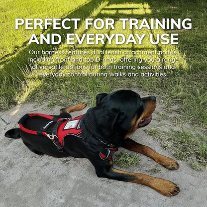 ActiveDogs No Pull Harness - Adjustable Service Dog Vest for XL Dogs, Red, 31"-44" with Patch, Control Handle, ID Window, D-Rings & Reflective Padding