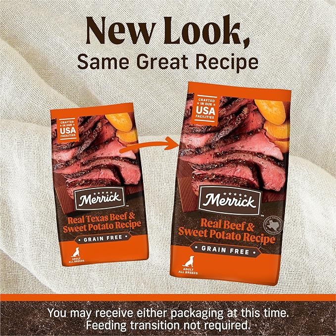 Merrick Premium Grain Free Dry Adult Dog Food, Wholesome And Natural Kibble, Real Texas Beef And Sweet Potato - 22.0 lb. Bag
