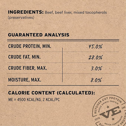 Vital Essentials Beef Bites Dog Treats, 2.5 oz | Freeze-Dried Raw | Single Protein | Premium Quality High Protein Training Treats | Grain Free, Gluten Free, Filler Free