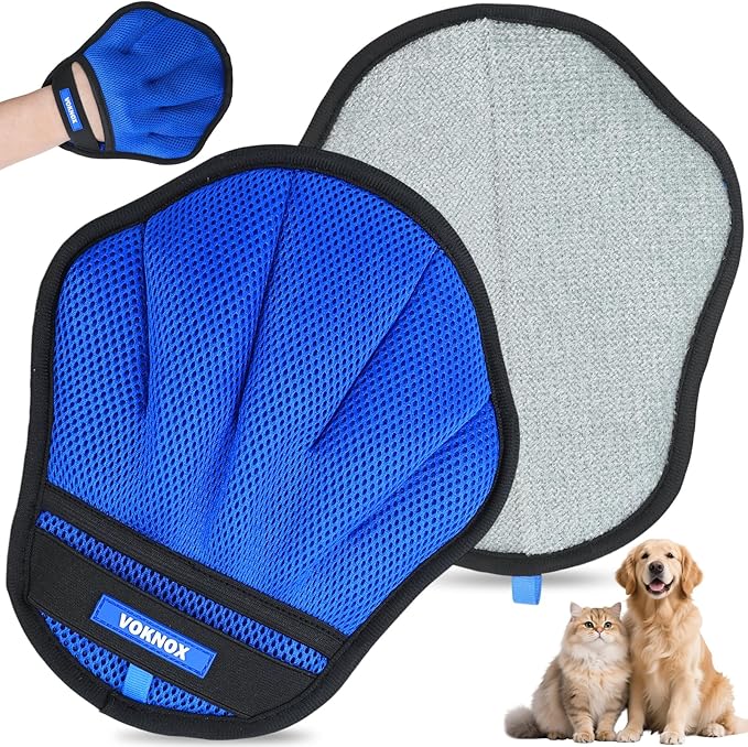VOKNOX Pet Hair Removal Glove for Dogs & Cats, Electrostatic Five-Finger Hair Remover for Furniture, Couch, Carpet & Car Seat, Reusable Washable Pet Fur Cleaning Tool, Not for Grooming (1 PCS)