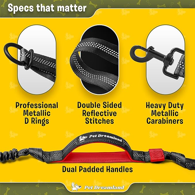 Pet Dreamland Exquisite Hands Free Dog Leash for Large Dogs. Ultimate Comfort & Freedom for Running, Walking, Hiking. Premium Quality, Durable & Versatile Waist Leash. Your Dog Will Love It.
