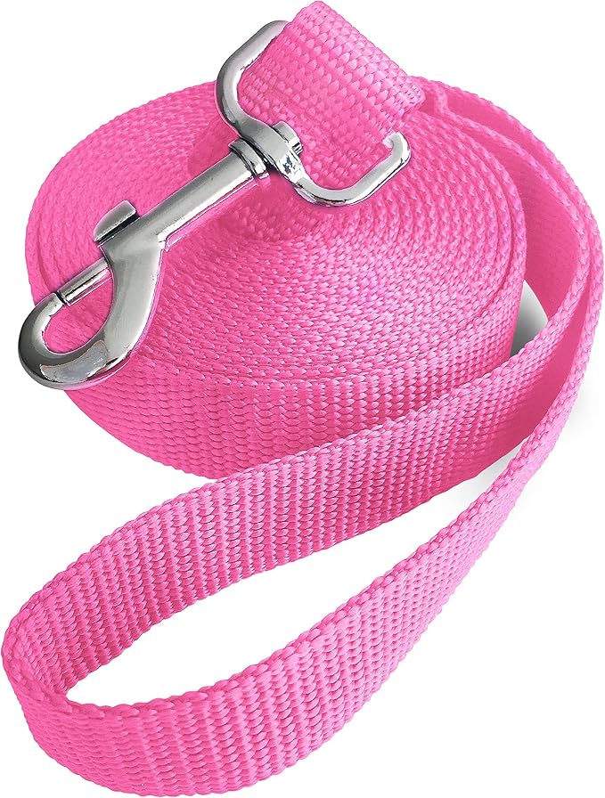 10ft Pink Dog Leashes - Obedience Recall Training Agility - Strong Traditional Style Extra Long Leads for Large, Medium & Small Dogs - Great for Parks,Fetch,Backyard & Camping(10FT, Pink)