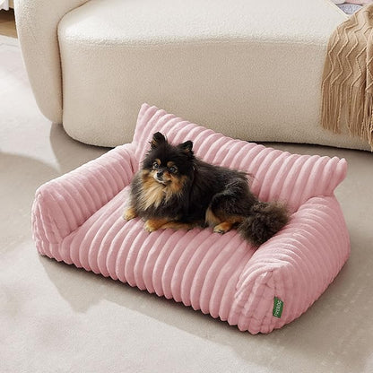 Cute Couch Bed for Pets, Supportive Cat Sofa for Indoor Cats, Medium Dog Sofa Bed for Medium Dogs, Pink, 30 inches