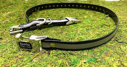 Sparky Pet Co - Apollo ECollar Replacement Strap - Dog Collar - Waterproof - Adjustable - Double Buckle - Quick Snap Metal Clasp - for Invisible Fence Systems - 3/4" x 28" (Reflective Black)