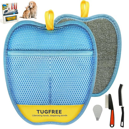 TUGFREE Pet Hair Removal Glove for Dogs & Cats, Electrostatic Magic Brush Grooming & Washable Fur Remover Mitt for Furniture Couch Carpet Clothes Car Seats, 60% More Efficient Pet Hair Remover