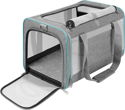 GAPZER Pet Carrier for Large Cats 20 lbs+ / Soft Sided Small Dog Travel Carriers Top Load/Collapsible Carrier Bag for Big Cat / 2 Kittens Sturdy Transport Carriers Long Trips/Medium Cats 15 pounds