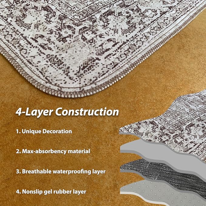 nunubaby Washable Pee Pads for Dogs, Stylish, Non-Slip and Leak-Proof Pee Pads. Reusable Potty Pads for Dogs for Crates and Floors.(Brown/Geo, 48" x48" )