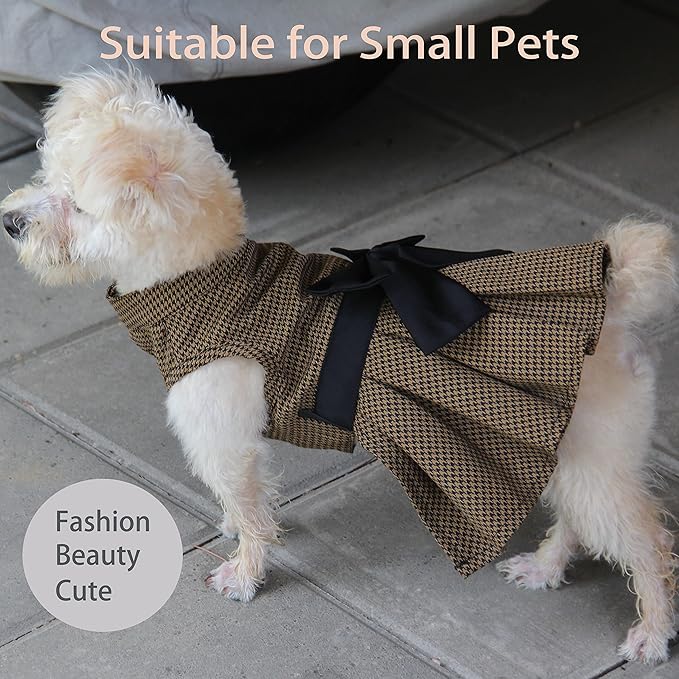 Pet Dresses for Small Dogs Cats Girl, Cute Princess Bowknot Dress Puppy Shirt All Weather Skirt Clothes Cat Apparel for Birthday Wedding Party Holiday (Medium, Yellow&Black)