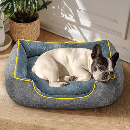 Orthopedic Medium Sized Dog Bed with Removable Washable Cover, Waterproof & Non-Slip Base, Cat Couch Sofa, Comfortable Pet Bed with Cooling/Warming, Dual-Layer Interior Padding, 28", Grey
