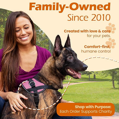 Bark Appeal Light Pink No-Pull Dog Harness for Extra Large Sized Pets – Adjustable, Reflective Vest with 3 Leash Clips for Added Control, Easy Walks & Training – XXL