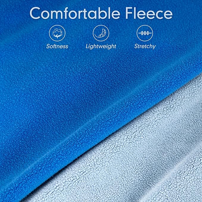 Cyeollo 2 Pack Fleece Dog Sweater Stretchy Vest Pullover Jacket with Reflective Stripe for Small Medium Dogs Blue, Mist Blue, XL