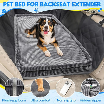 Dog Car Bed, Non-Slip Backseat Extender Pet Mat, Removable Washable Dog Bed for SUVs, Sedans & Trucks, Anti-Slip Travel Bed for Dogs, Easy Clean & Scratch-Proof & Comfort (56"x28.7")