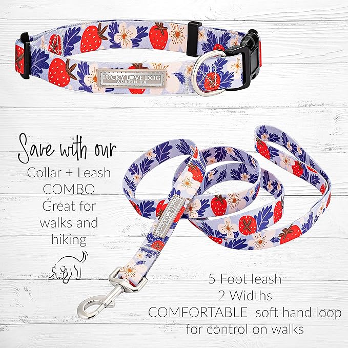 Lucky Love Dog - Adjustable Dog Collar with Easy Click Buckle for Large Ones, Durable, & Comfortable for Male & Female Dogs, Pet Collar for Puppies & Adult Dogs - Sweet Berry, Large