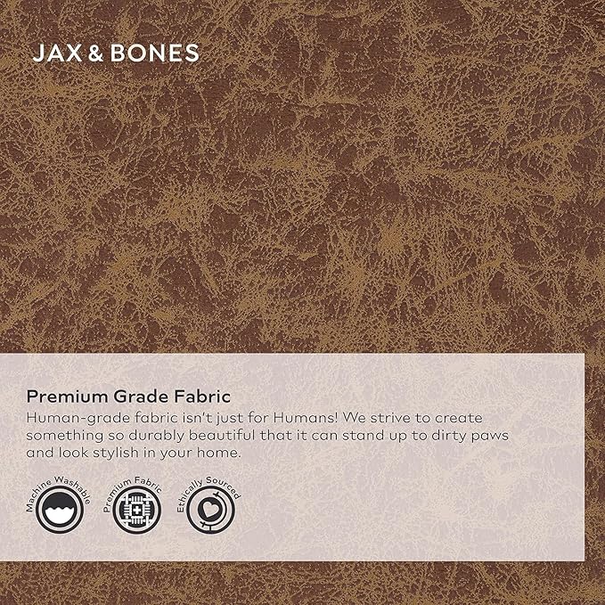 Jax & Bones Dog Bed Lounge - Machine Washable Bed for Dogs - Extra Heavy Duty Bolstered Sides - Vintage Faux Leather Dog Mat Beds | Large 39 x 32 Inches