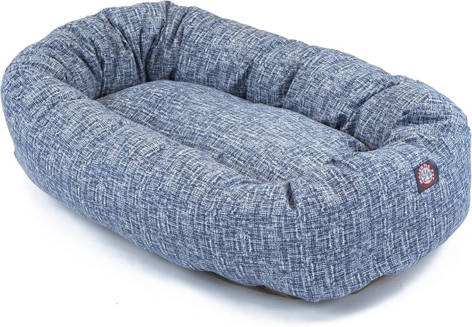 Majestic Pet 52 Inch Bagel Calming Dog Bed Washable – Cozy Soft Round Dog Bed with Spine Support for Dogs to Rest Their Head - Fluffy Donut Puppy Mat 52x35x11 (Inch) X-Large – Blue