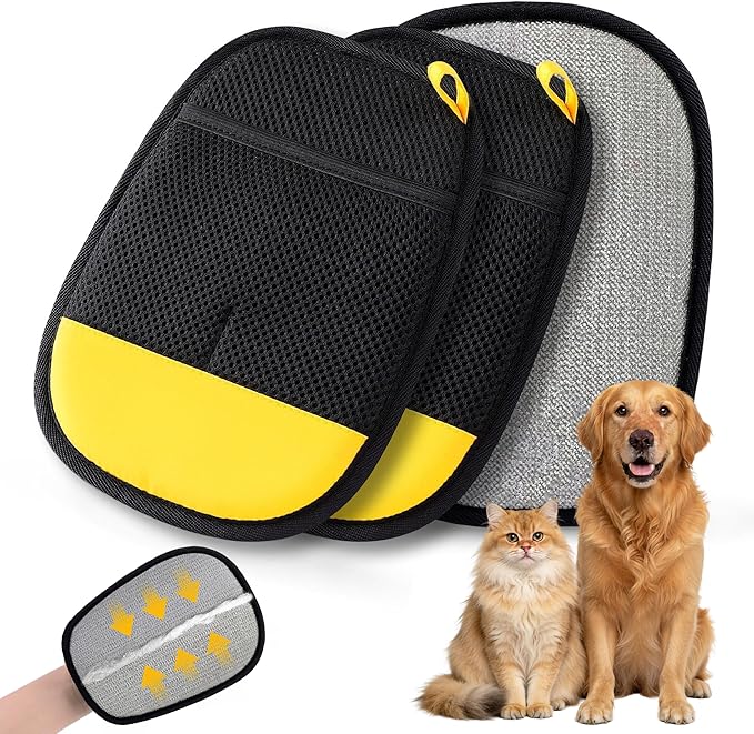 SAWMONG 2Pcs Pet Hair Removal Glove, Fan-Shaped Pet Hair Remover Glove Newly Upgraded, Removing Shed Pet Hair from Dogs & Cat, Reusable Pet Hair Removal Tool for Couch,Furniture, Carpet, Clothes