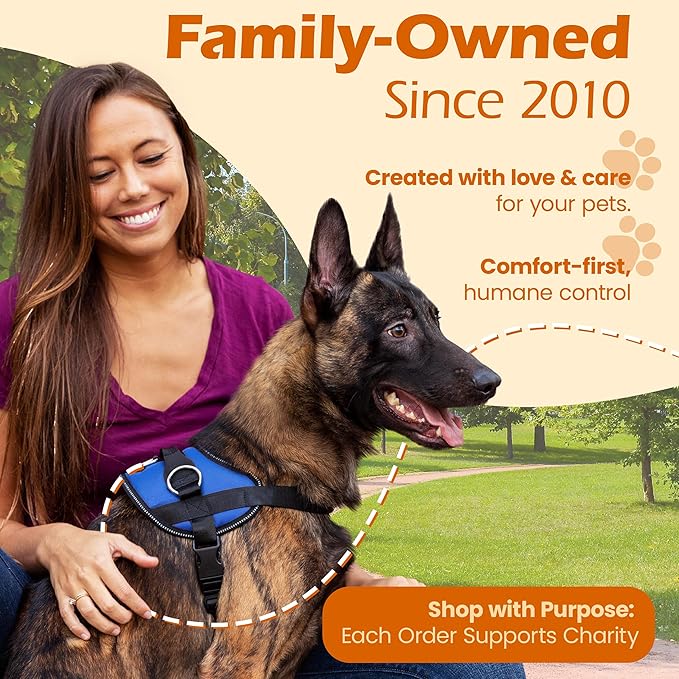 Bark Appeal Blue No-Pull Dog Harness for Small to Medium Sized Pets – Adjustable, Reflective Vest with 3 Leash Clips for Added Control, Easy Walks & Training – Medium