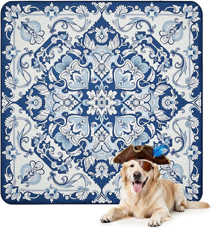 FXW Washable Pee Pads for Dogs, Puppy Pads with Super Absorbent, Specifically Designed for Rollick/Homeplus 24inch 8 Panels Dog Playpen, 63" Square, Mandala Blue, 1 Pack