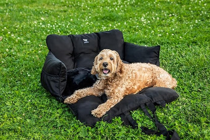 JACKO & CO - Premium Dog Car Seat v2 Booster Seat for Small & Medium Pets Under 40lbs - Machine Washable w Removable Covers, Water Resistant w Clip-On Leash for Back Seat Use (Grey Medium (25-40lbs)