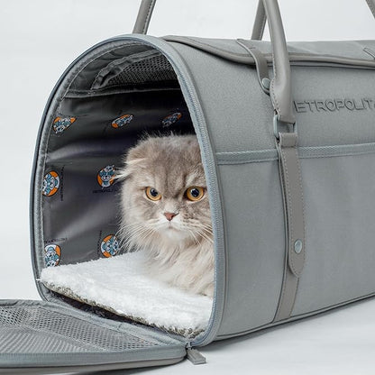 Petropolitan Soft-Sided Pet Carrier for Cats and Small Dogs – Stylish, Airline-Approved Travel Bag with Mesh Ventilation, Collapsible, Removable Pad and Safety Leash, Fits up to 16 lb