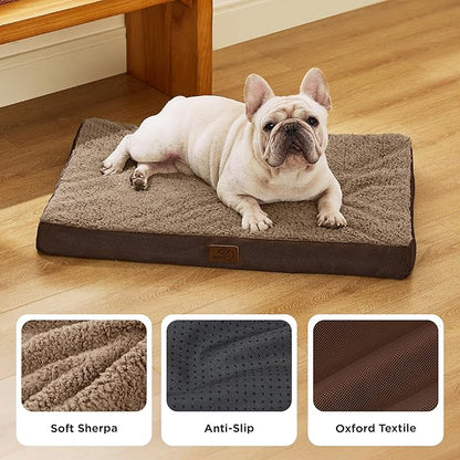 Bedsure Dog Bed Medium Size Dog - Comfy Flat Puppy Beds with Removable Washable Cover, Orthopedic Egg Crate Foam Pet Mat, Suitable for Pet Up to 30 lbs
