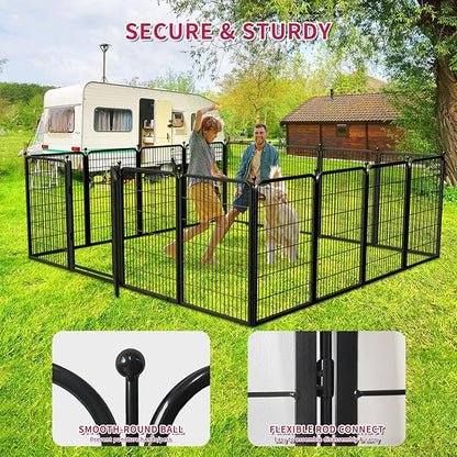 Jhsomdr Dog Playpen Outdoor, 40 inch 20 Panels Dog Fence with Extra Wide Gate No-Tripped Pet Playpen Rustproof Dog Pen Indoor Puppy Playpen for Temporary Containment Portable Pet Fence for RV Camping