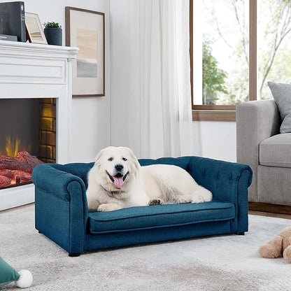 KEIKI Dog Bed for Medium and Large Dogs, Elevated Dog Sofa, Durable Elevated Pet Couch Bed with Legs, 39" Pet Bed, Blue