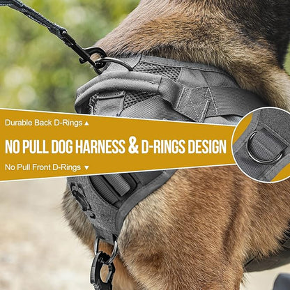 OneTigris Tactical Dog Harness for Medium Dogs No Pull Breathable Military Dog Molle Vests with Handles, Service Dogs Vest Harness for Walking Hiking Training