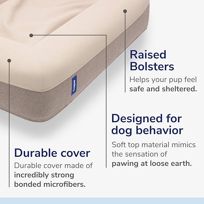 Casper Dog Bed, Plush Memory Foam, Medium, Sand