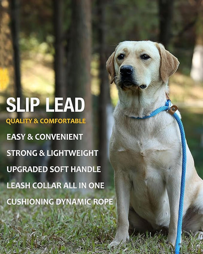 lynxking 6 FT Dog Leash Slip Lead 2 Pack Strong Heavy Duty Braided Dog Training Leash No Pull Training Lead Leashes for Medium Large and Small Dogs